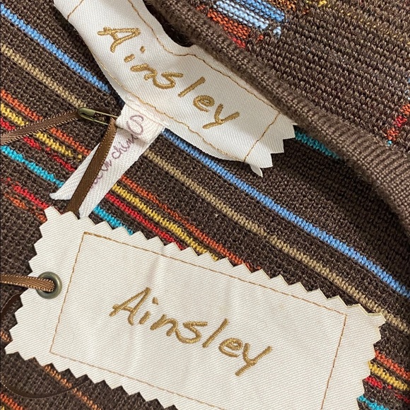 NWT AINSLEY Brown Wool V-Neck Sweater - Picture 7 of 7